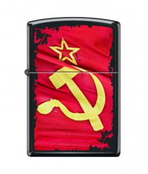 Зажигалка Zippo 218 SOVIET FLAG SICKLE Black Matte