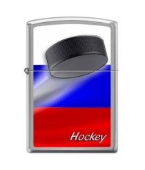 Зажигалка Zippo Z200 RUSSIAN HOCKEY PUCK Brushed Chrome