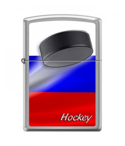Зажигалка Zippo Z200 RUSSIAN HOCKEY PUCK Brushed Chrome