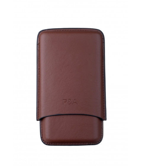 Чехол P&A на 3 сигары Churchill, кожа, коричневый T369-brown