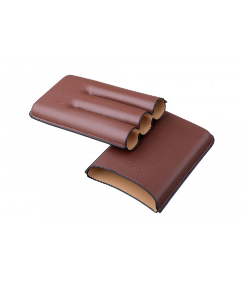 Чехол P&A на 3 сигары Churchill, кожа, коричневый T369-brown