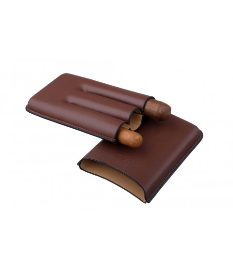 Чехол P&A на 3 сигары Churchill, кожа, коричневый T369-brown