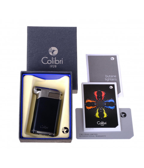 Зажигалка трубочная с тампером Colibri Pacific, черный-оружейная сталь