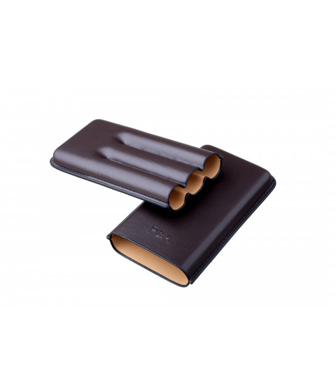 Чехол P&A на 3 сигары Cohiba Behike 56 (диаметром до 24 мм), кожа, коричневый